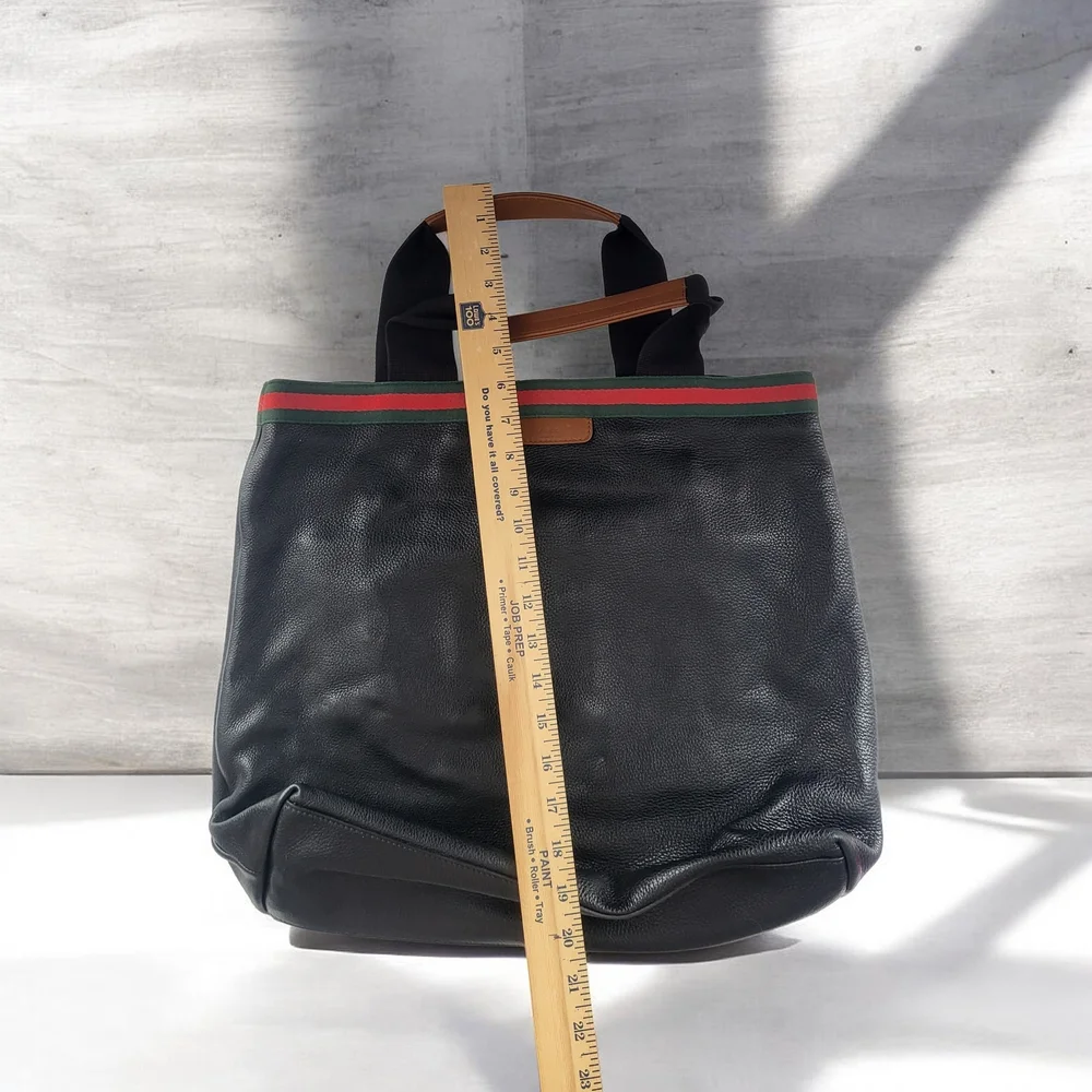Gucci Black and Brown Tote Bag with Red Stripe